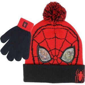 Marvel Spider-Man Kid’s Winter Hat and Snow Gloves for Boys and Toddlers, 2 Pc.